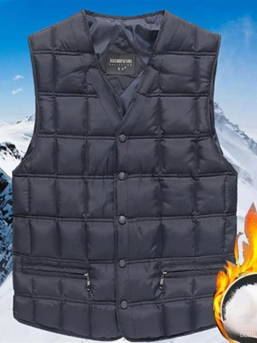 

Men's Midlife down Cotton Vest Warmth Thiened Casual Clothes Dad's New Sle Vest with Added Cotton for Daily Wear