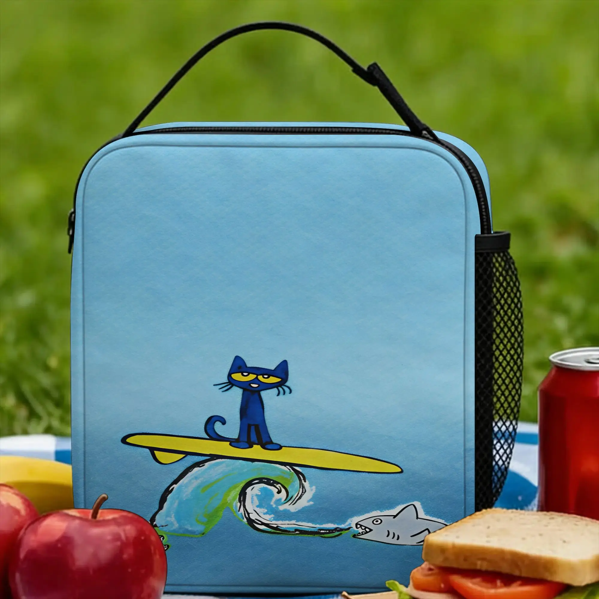 Pete The Cat Stars Comic Lunch Bag  Fashion Lunch Box School Convenient Thermal Lunch Bags For Women Waterproof Cooler Bag