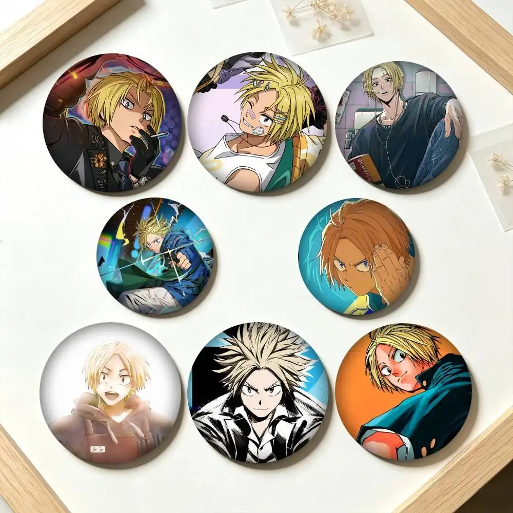 S-Sakamoto Days Shin Asakura  25 32 44 58 75mm Badges Personalized Round Brooches Pins Accessory Gift