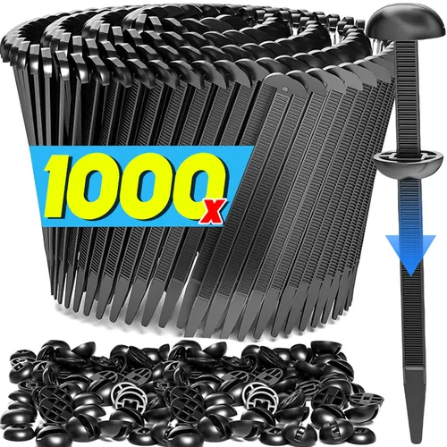 Juego de 1000-100 bridas universales de nailon autoblocantes, bridas de cremallera de alta resistencia con pasador y botón, correa de sujeción para reparación diaria de coche
