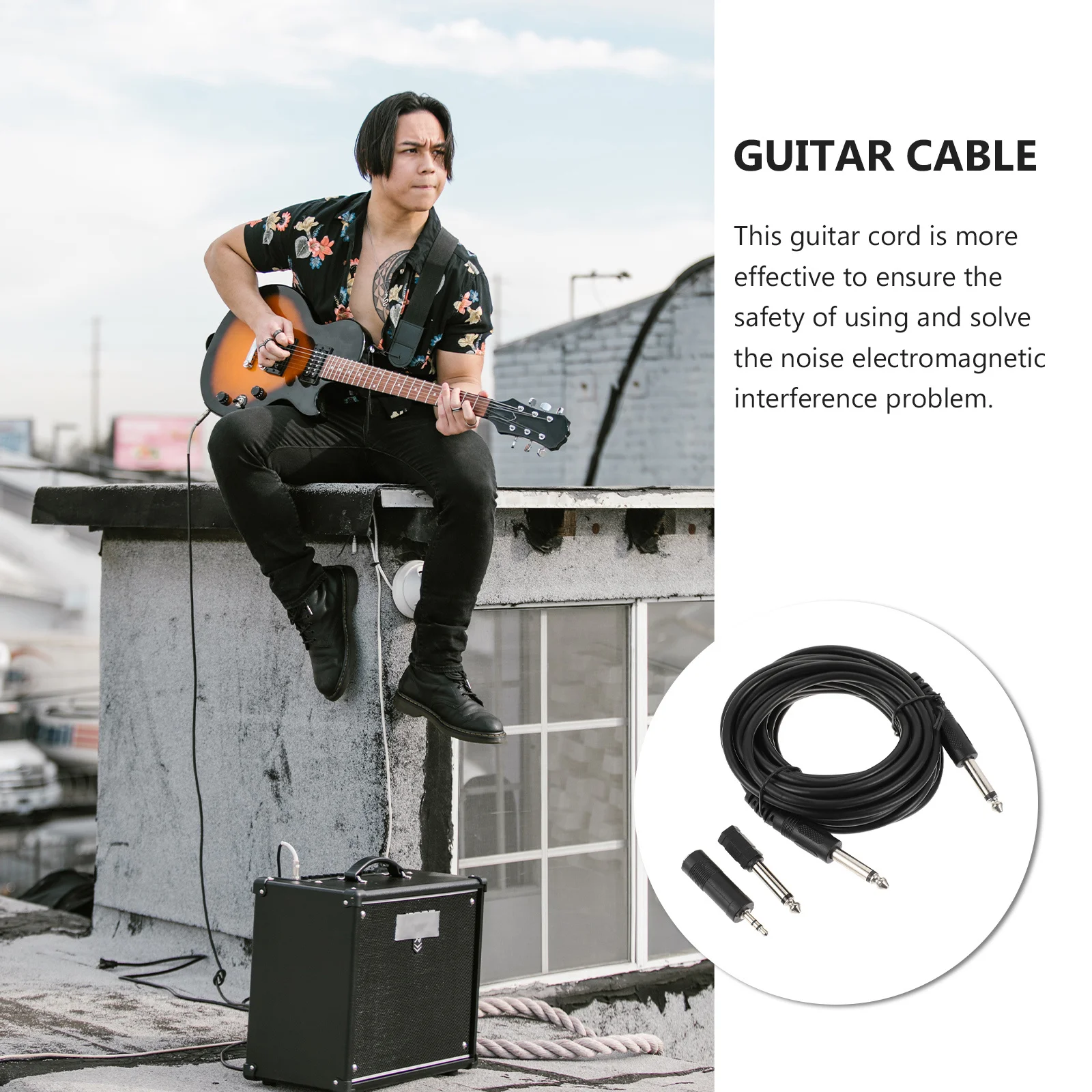 

1Set Guitar Cable High-Quality Noise-Rejecting Instrument Cable for Electric Guitar Bass Pure Tone Transmission Fast Signal