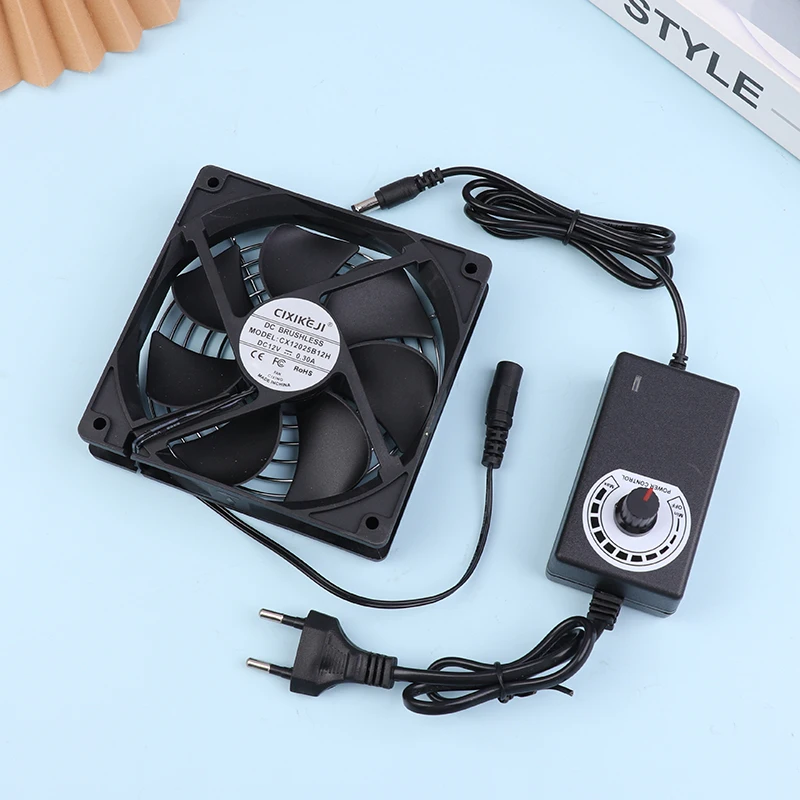 NEW! 2700RPM Fan Cooling With Controller + 2 Metal Mesh Covers 12V BTC Machine Chassis Workstation Cabinet Radiator Server Fan