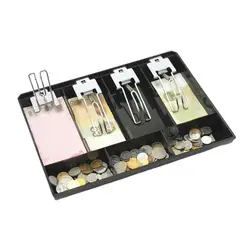 Plastic Cash Box Capacity Cash Drawer Tray with Multiple Compartments for Coin Money Organization Register Drawer Insert Storage