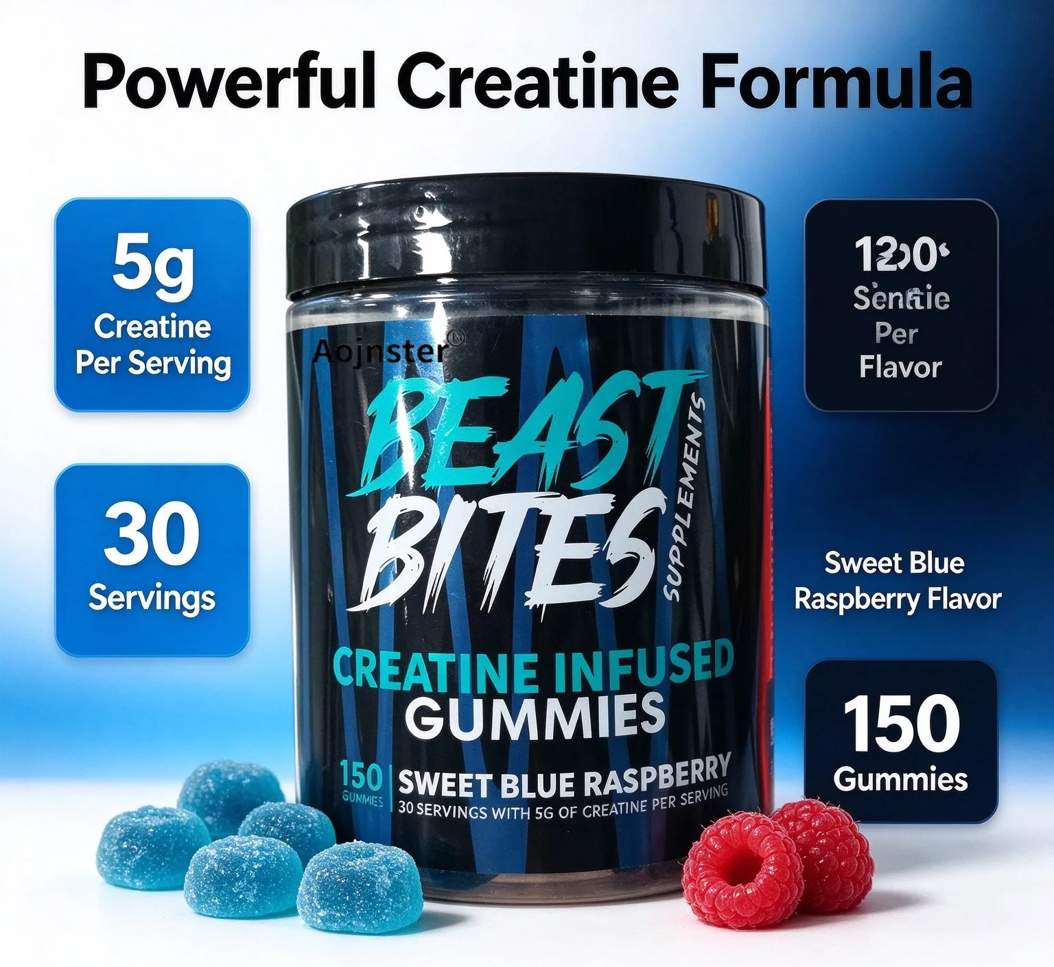 Creatine Infused Gummies,150 Gummies 30 ServingsSupports Strength & Workout Recovery,Adult Sports Dietary Supplement
