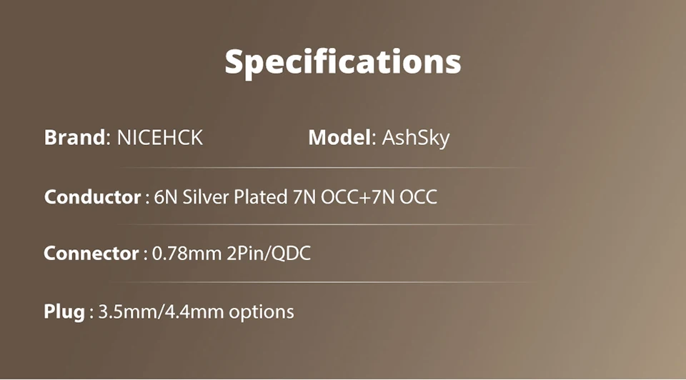 NICEHCK AshSky 6N Silver Plated 7N OCC+7N OCC Upgrad Cable Replaceable 0.78 2Pin/QDC for TANCHJIM MK4 Mystic 8 NX8 IEM