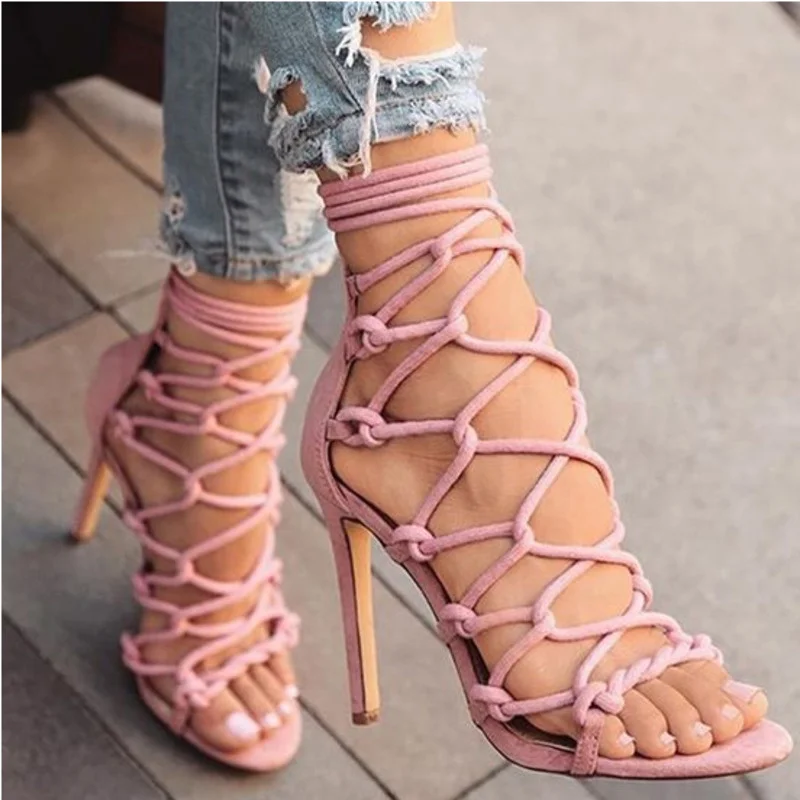 Women Sandals Sexy High Heels Shoes 2024 New Summer Fashion Cross Strap Open Toe Women\'s Sandals Pumps Shoes