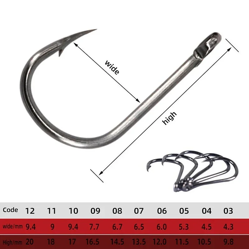 50–1600 Stück/Box Angelhaken, Kohlenstoffstahl, stark, scharf, silberfarben, Kreis-Angelhaken, 3 # -12 # Jig Stacheldraht Pesca Tragbares Ködergerät – Detail 2
