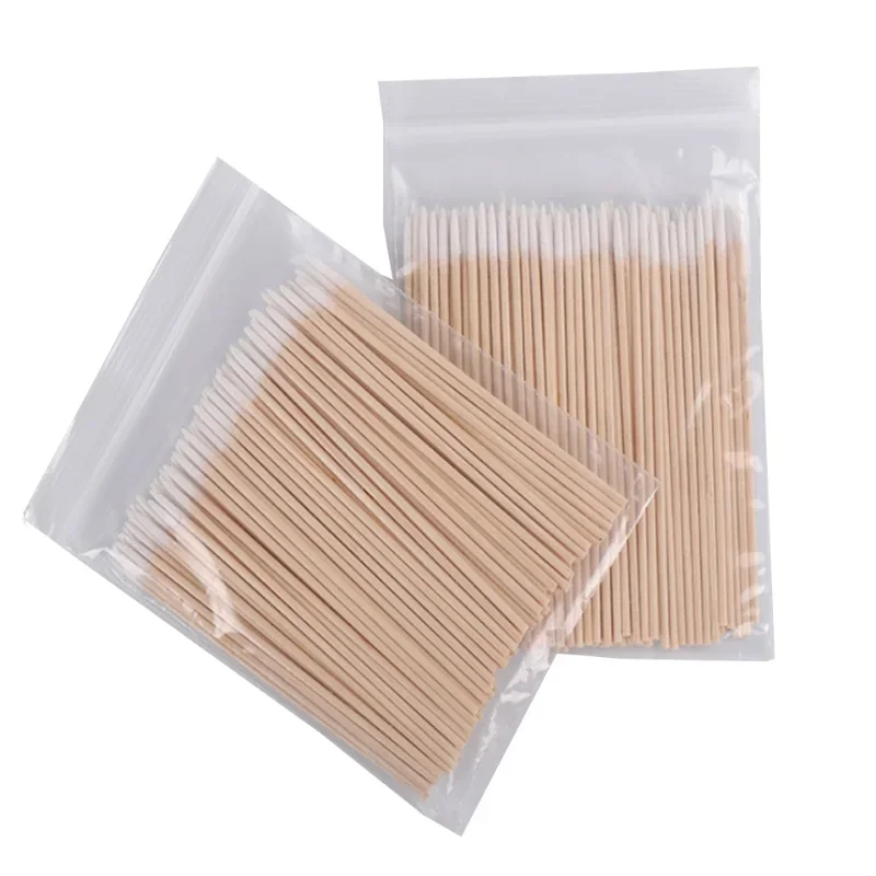 Heallor 500PC/lot Makeup Ears Cleaning Sticks Cosmetic Wood Cotton Buds Tips Disposable Micro Cotton Swabs Nails Eyelash Extensi