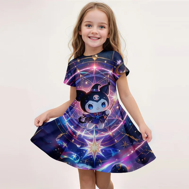 

2025 KUROMI New Short-sleeved Dress Girls Elegant Casual Comfortable Bodycon Summer Short-sleeved Dress