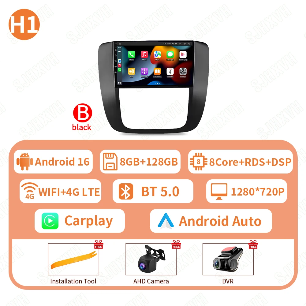 Android 16 autoradio voor GMC Yukon Chevrolet Tahoe Suburban 2008-2012 Carplay multimediaspeler navigatie stereo Wifi+4G - afbeelding 1