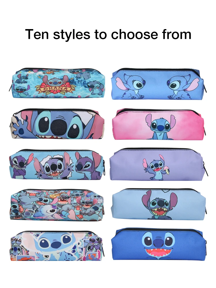 MINISO Disney Stitch Borsa per penne con cerniera stampata Scatola per cancelleria Astuccio per matite per cartoni animati Astuccio per matite per