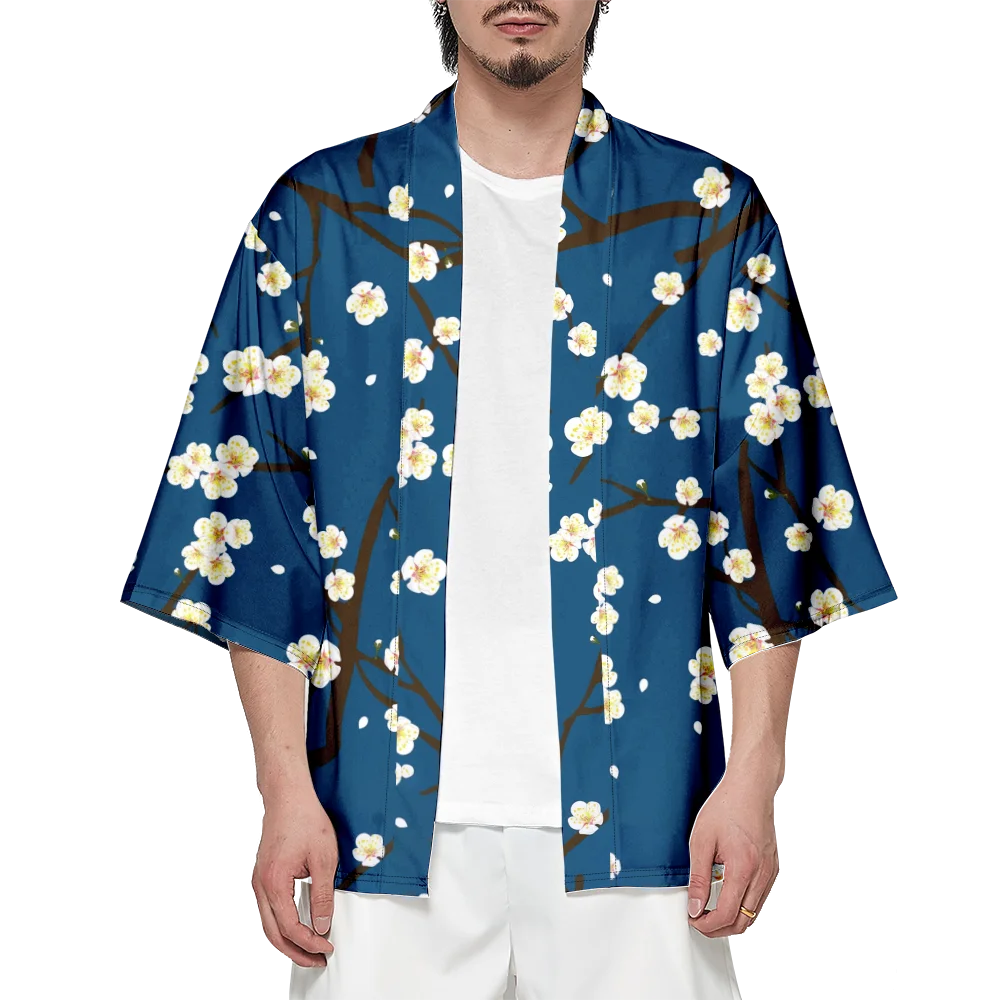 

Summer Samurai Kimono Cosplay Stylish Flora Haori Streetwear Men Kimono Yukata Japanese Fashion Cardigan Resort Robe Hot Sale