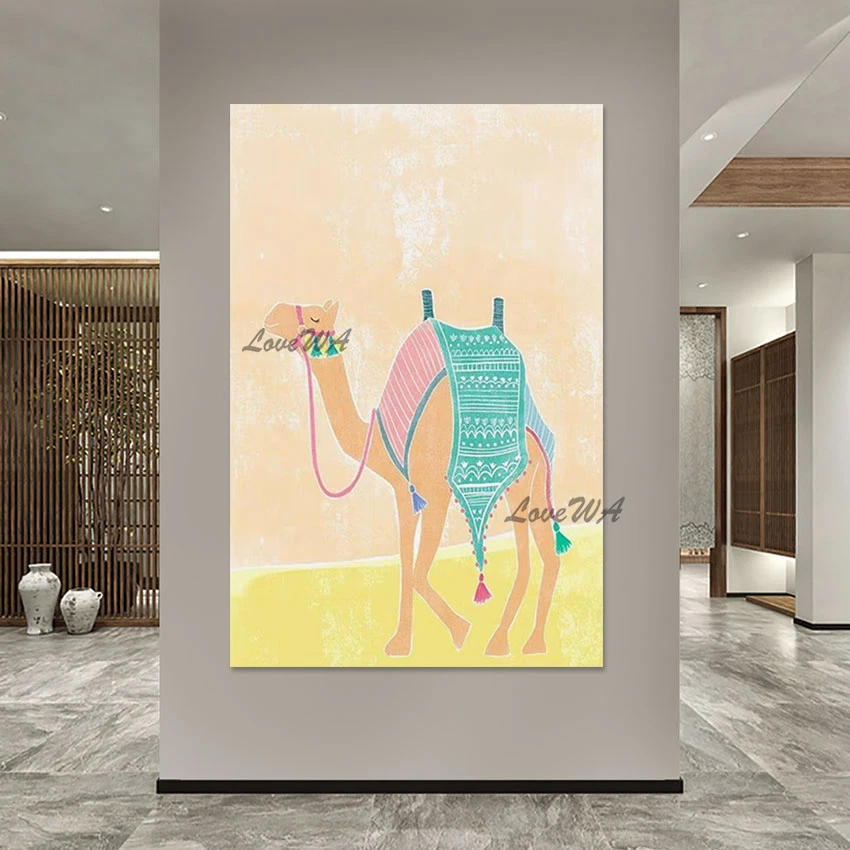 Home Decor Wallpaper Designs Camel Animal Modern Paintings Handmade Wall Decorations For Living Room Custom Canvas Picture