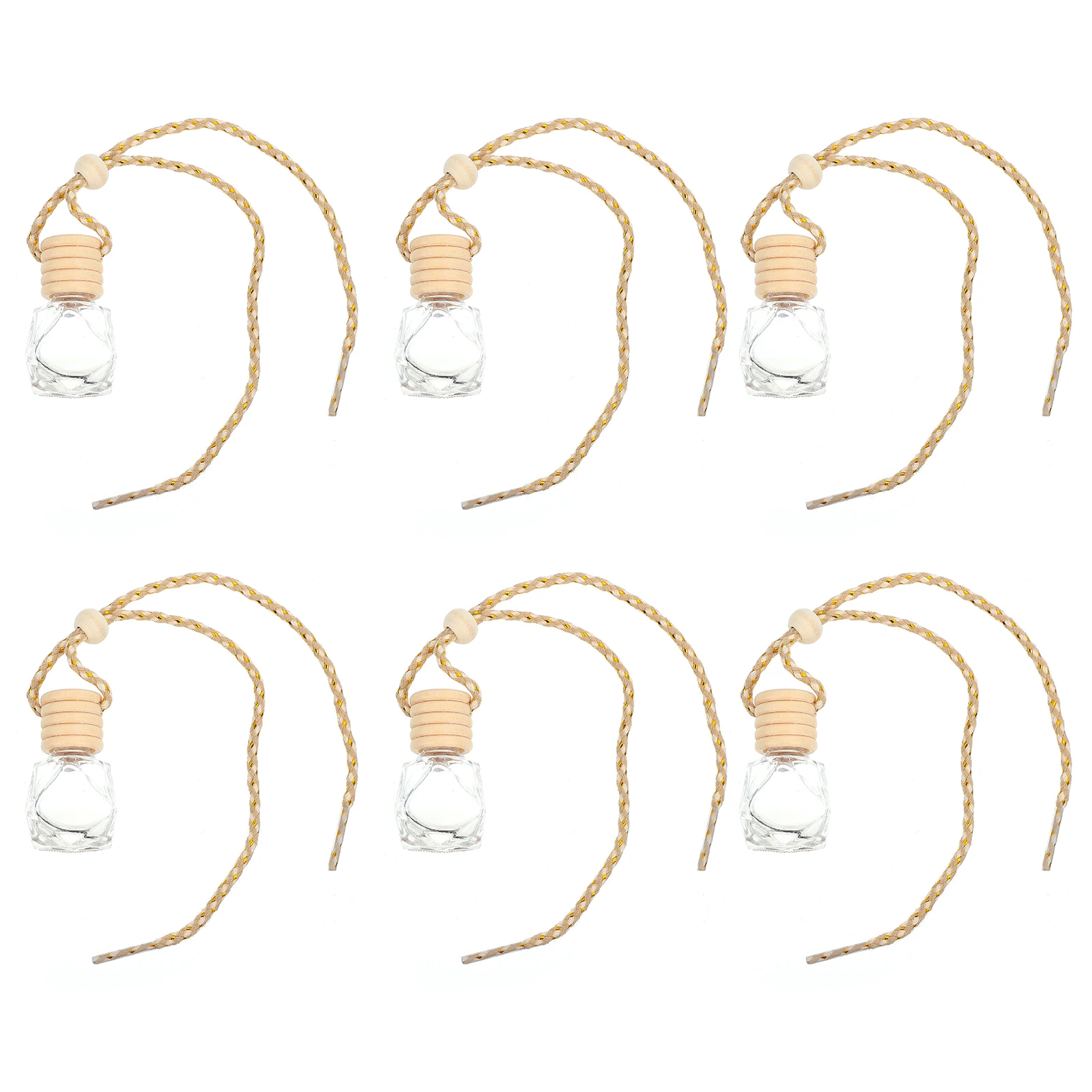 

6Pcs Car Hanging Perfume Bottle Clear Glass Pendant Empty Refillable Bottles Essential Oil Diffuser Car Air Freshener Hanging