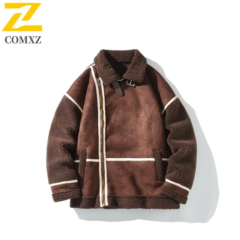 COMXZ الرجال جاكيت من الصوف Preppy قسط السفر الراحة صالح الشتاء نزهة باركر معطف الترفيه اليومي عالية الجودة الشتاء الحشو #4