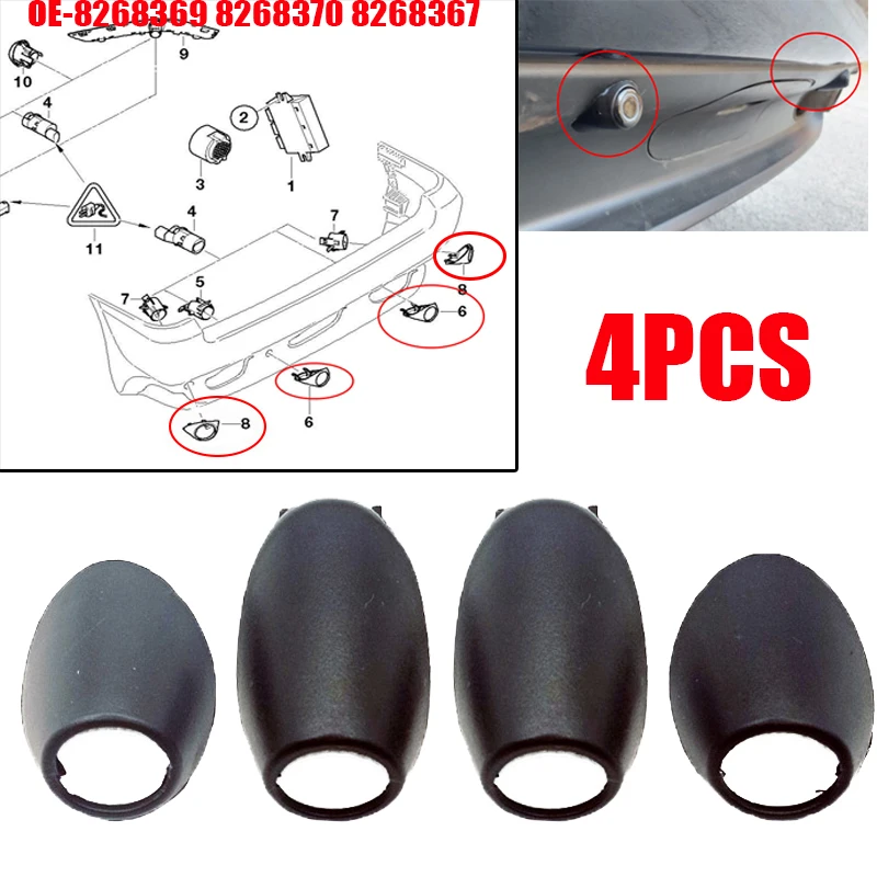 4Pcs For Bmw X5 2001 2002 2003 2004 2005 2006 Car Rear Parking Left Middle Right Parking Aid Sensor Cover Trim 8268369 8268370