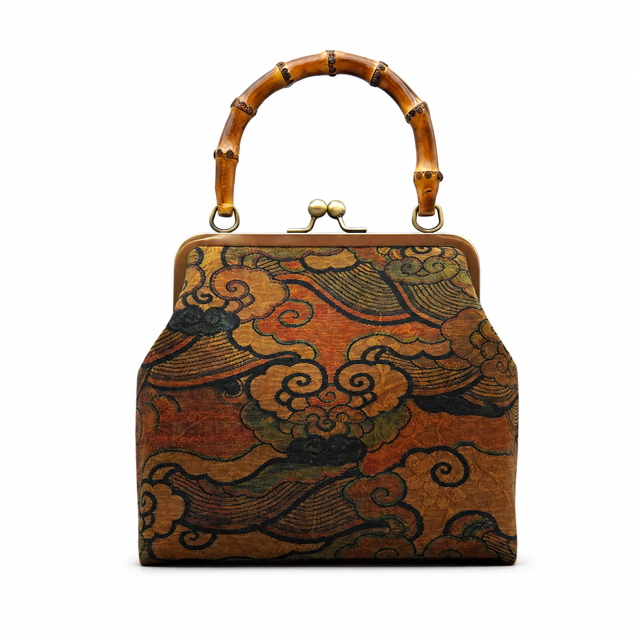 Handmade Xiangyun Silk Handbag for Women Chinese Style Vintage Clutch Bag Casual Lightweight Top Handle Purse