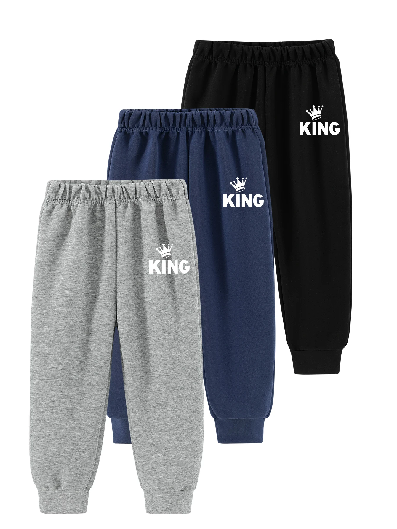 

3 шт. модные спортивные штаны для мальчиков с буквенным принтом и без карманов, детские мягкие и удобные штаны в осеннем стиле.