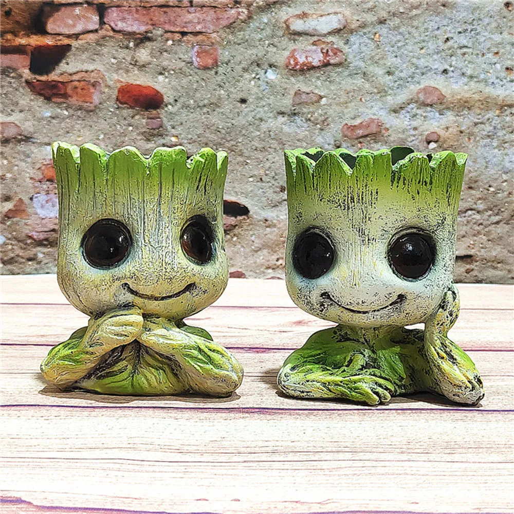 Kawaii 9CM Groot Flower Pots Office Desktop Decor Ornament Home Garden Planters Pots Tree Man Car Pendant Kids Christmas Gifts