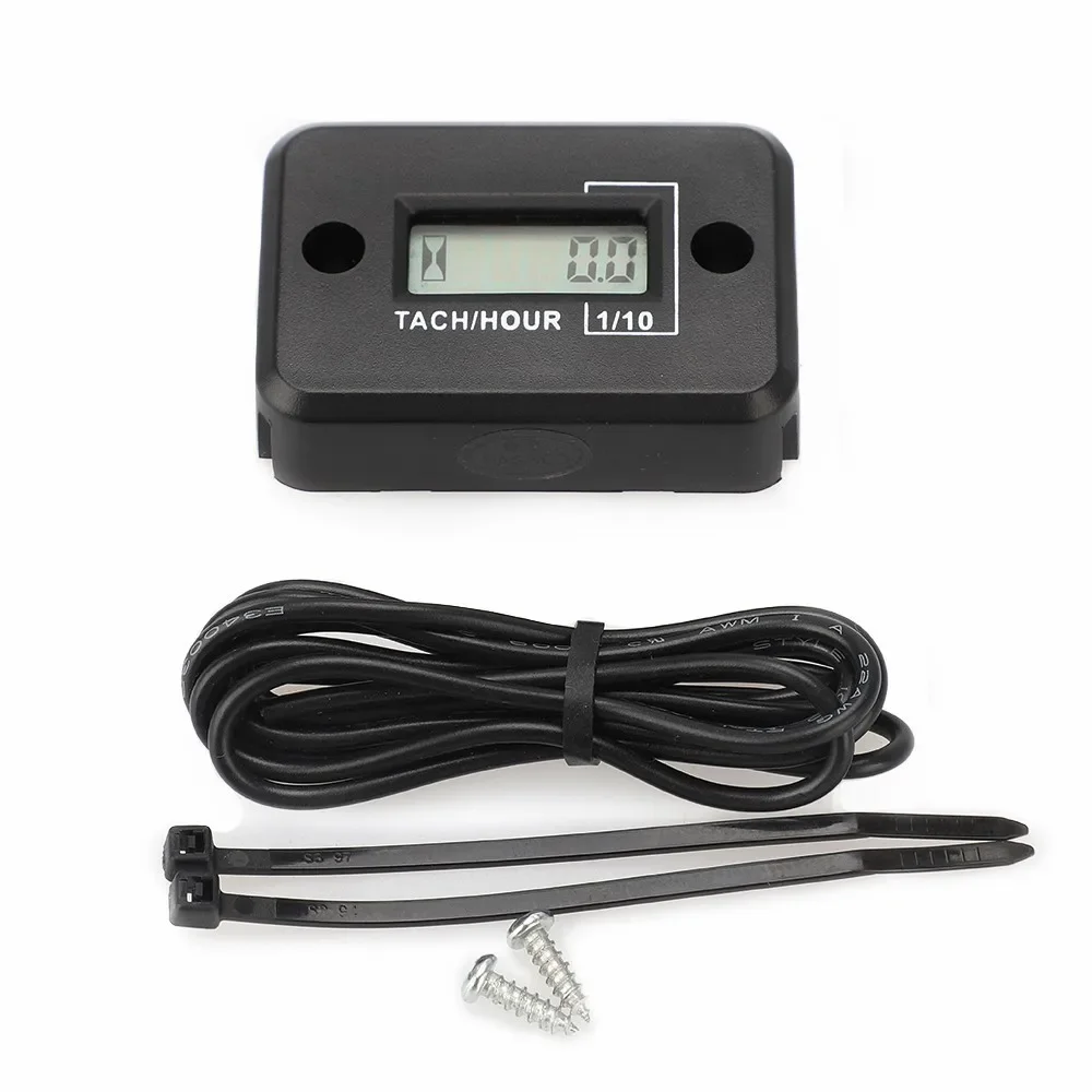Portable Digital Tach IP68 Hour Meter Gauge LCD for 4 Stroke Gas Engine Offroad Panel Hour ATV Motorcycle Generator Bike