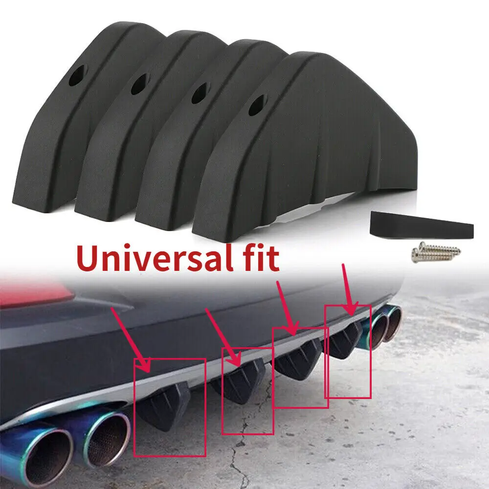 

4pcs Universal Accessories Black Rear Bumper Shark Fins Decorative Spoiler Wing Lip Diffuser Fit Gtr R32 R33 R34 R35 350z 370z