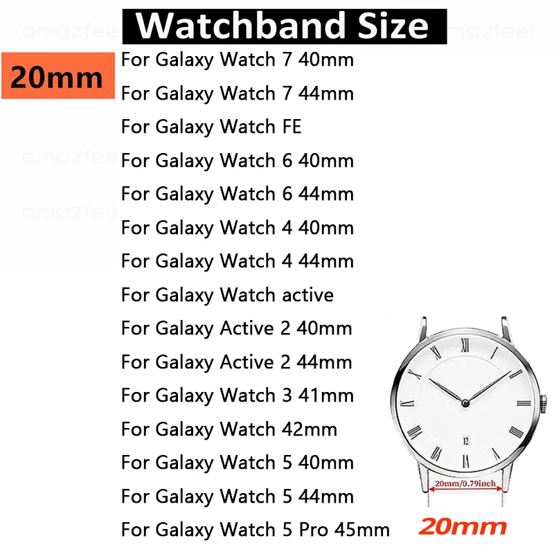 Watch Strap for Samsung Galaxy Watch 7 6 4 5 40/44mm Leather Bracelet for galaxy watch 5pro 45mm belt Active 2 44/40mm Watchband