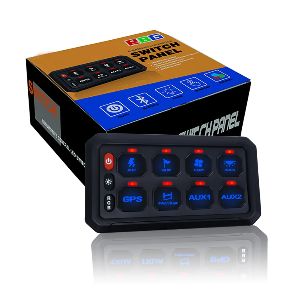 

General 8 Gang Switch Panel Marine SUV ATV UTV Truck 4x4 12V 24V Off-road LED Switch Panel with Circuit Control Box