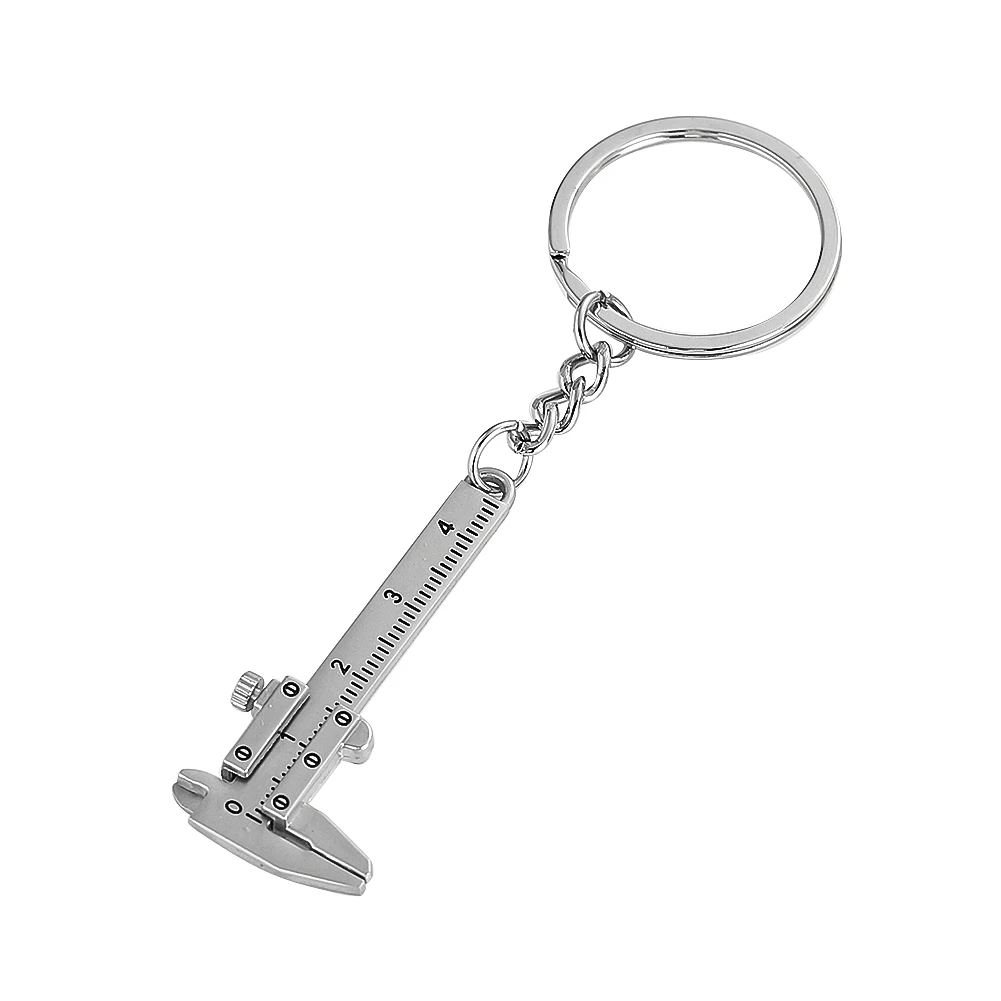 Portable Mini Vernier Caliper Keychain Movable Metal Measuring Ruler Car Key Rings Backpack Charms Fun Gadgets Jewelry Gifts