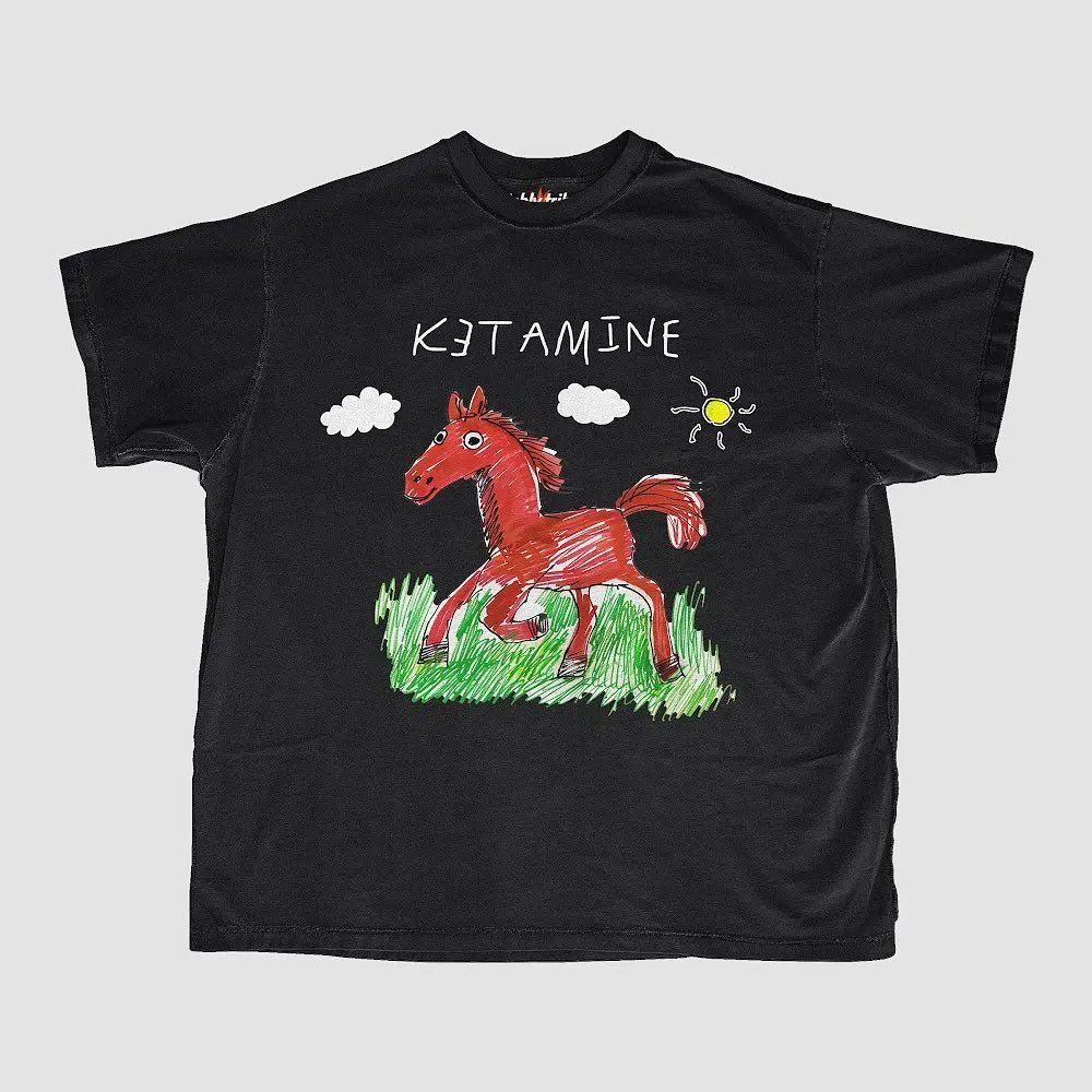 カップルスタイル半袖tシャツ-馬柄グラフィティアートデザイン-カジュアルウェア-半袖丈-王友冰スタジオ