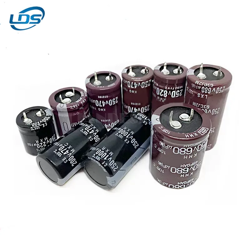 ตัวเก็บประจุอลูมิเนียมอิเล็กโทรลีติค1ชิ้นตัวเก็บประจุ250V 1800UF 200V 1800UF สีดำทองแข็งขนาด30X45/50 35X40/45/50