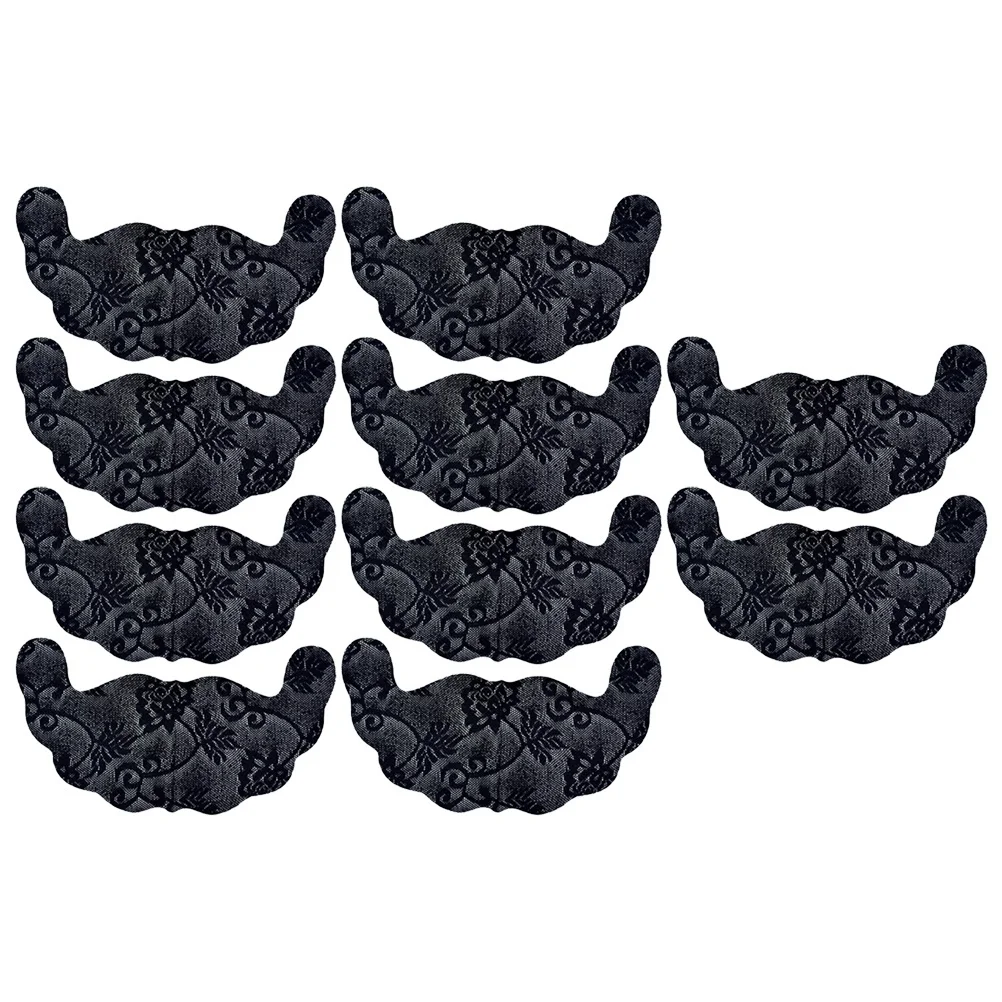 10Pcs lift Tape Adhesive Pasties Black Size D Disposable Covers Lace Design Breathable Prevent Sagging Wear Under
