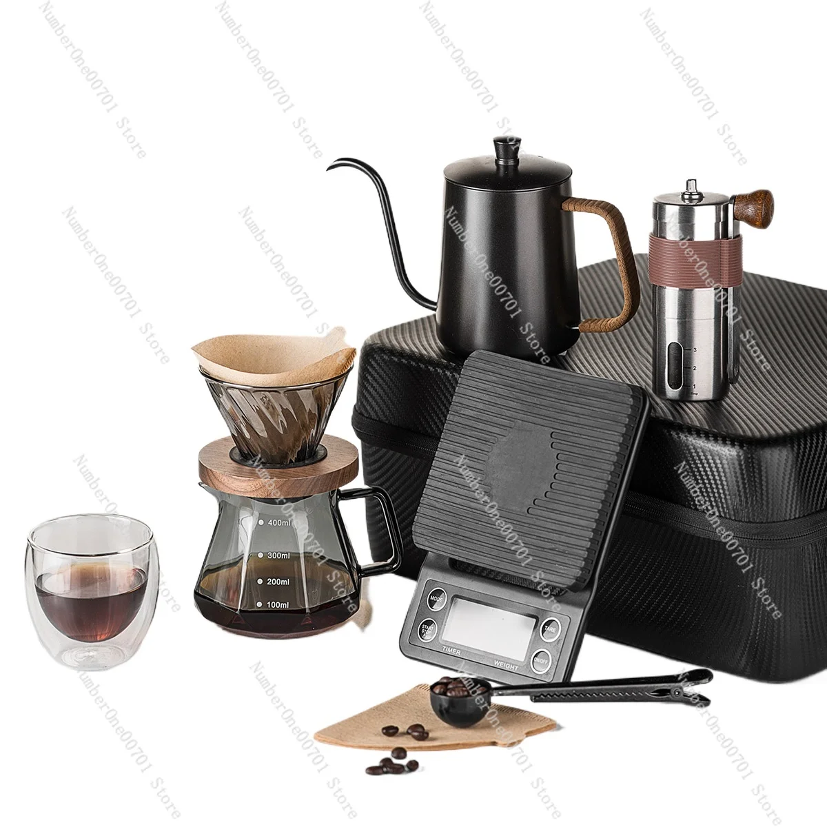 Hand brewed coffee set Outdoor camping coffee equipment Full set Portable suitcase