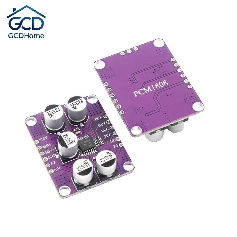 PCM1808 Stereo Audio ADC 105dB SNR Single-Ended Analog Input Decoder for Custom Audio Build Projects