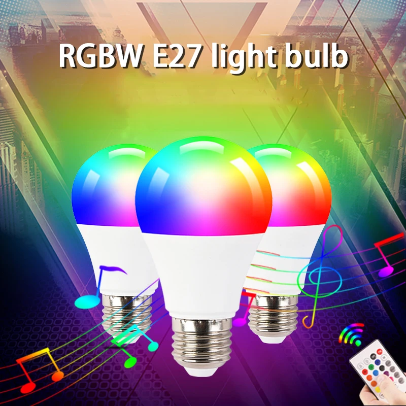 Оригинальная перезаряжаемая светодиодная лампа E27 RGB с дистанционным управлением