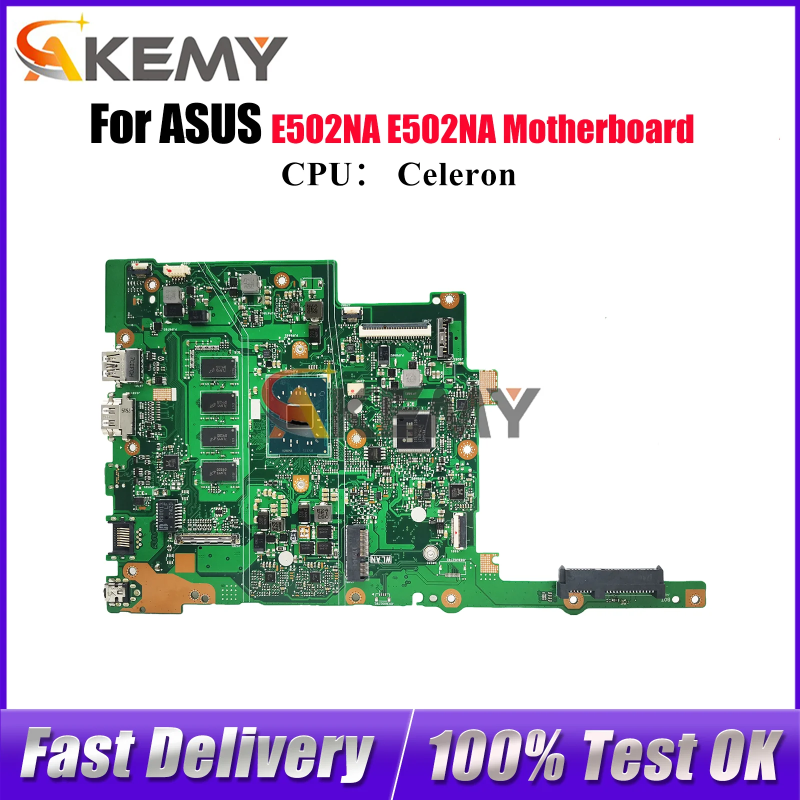 

E502NA Laptop Motherboard For ASUS EeeBook E502NA E502N Notebook Mainboard With Celeron CPU 100% tests OK fast shipping stk