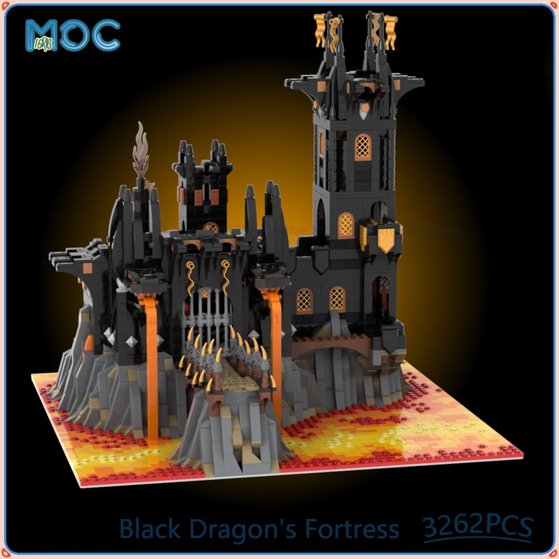 黒龍の要塞 悪の城モデル MOC ビルディングブロック DIY 組み立てレンガコレクションディスプレイ クリスマスおもちゃギフト 3262 個