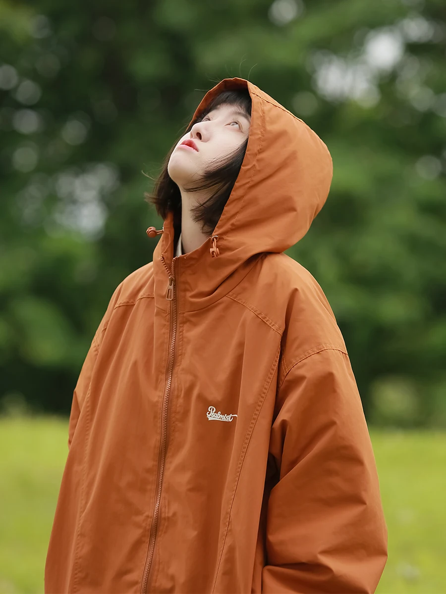 

Водонепроницаемая уличная свободная посадка, женская весенне-осенняя тонкая куртка, повседневная ветровка, пальто из полиэстера, с капюшоном на молнии, Cl...