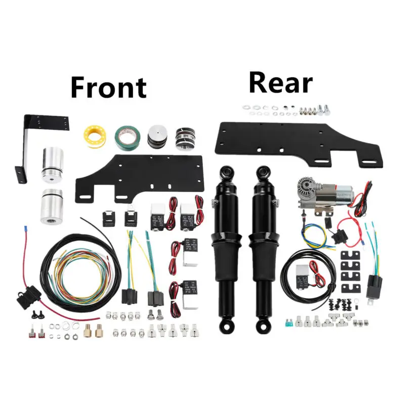 Motocicleta frente passeio de ar baixando kit suspensão traseira para harley touring glide road king 2014-2023