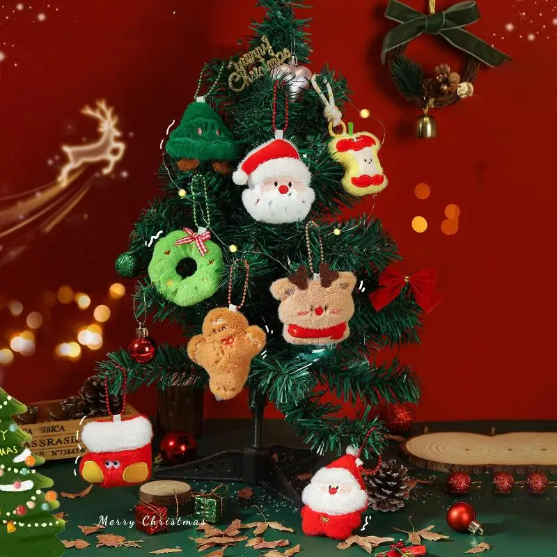 Kawii محشوة دمية سيارة حلقة رئيسية على ظهره حقيبة يد قلادة اكسسوارات الديكور لطيف الكرتون عيد الميلاد أفخم قلادة المفاتيح