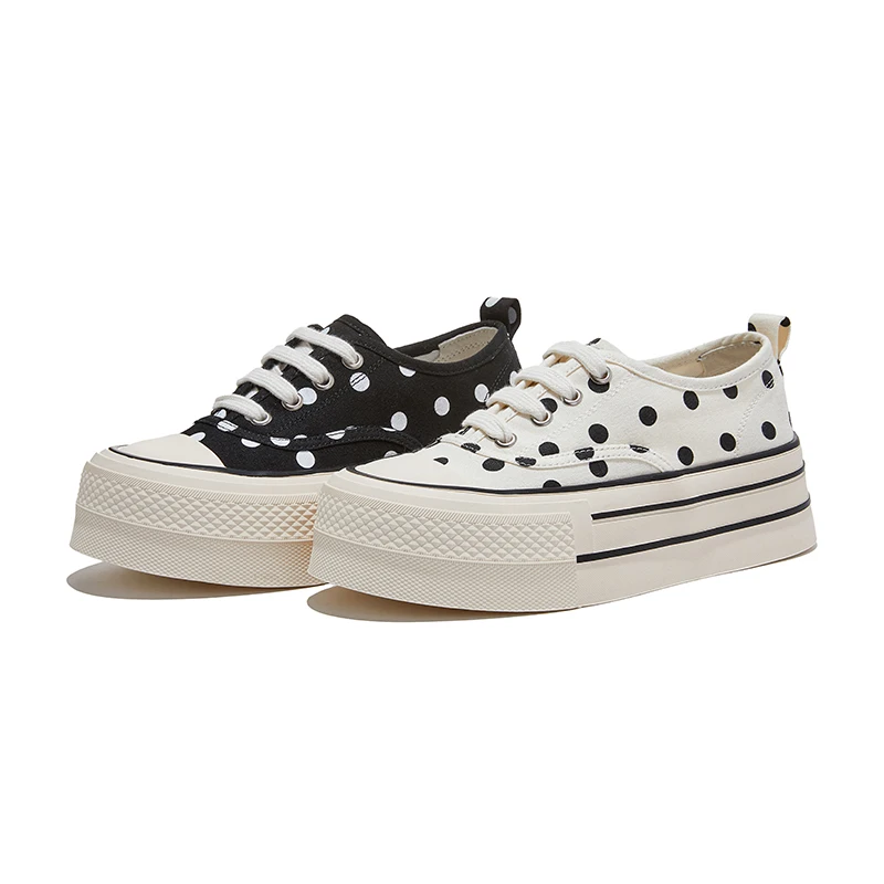 

AIYUQI 2026 Women's sneakers Shoe Flat Canvas Polka Dot Skateboard Shoes Women Fashionable Breathable Student Shoes for Women