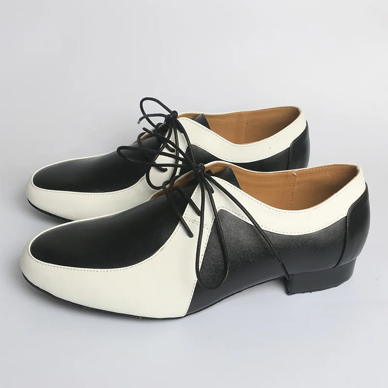 Venus Lure Men Salsa Tango Modern Leather Square Heels Adults Latin Dance White Low Heel Ballroom Dancing Shoe Rumba Jazz Shoes
