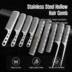 Stainless Steel Silver Metal Barber Comb Professional Hairdressing Salon Combs Detangling Hair Cutting Tools For Men And Women