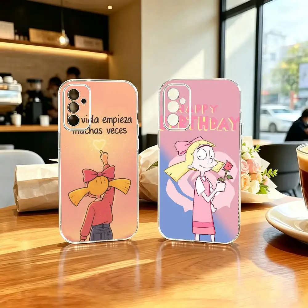Hey tsundere cute girl Helga A-ArnoldS  Stand Phone Case Transparent TPU For Samsung A71, A70, A52, A51, A40, A30, A20