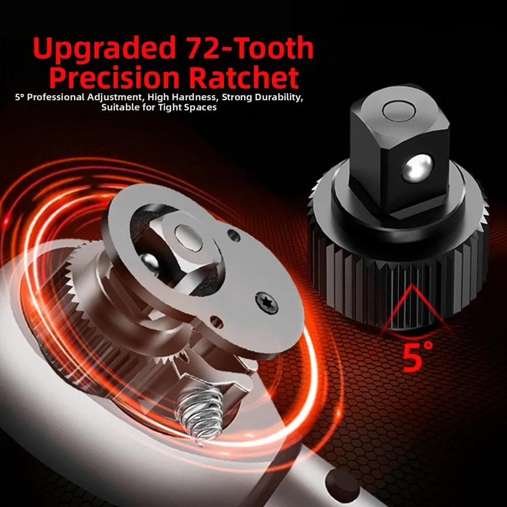 Precision 72 Tooth Adjustable Torque Wrench with Chromium Vanadium Steel Ratchet Design for Reliable and Accurate Torque Control