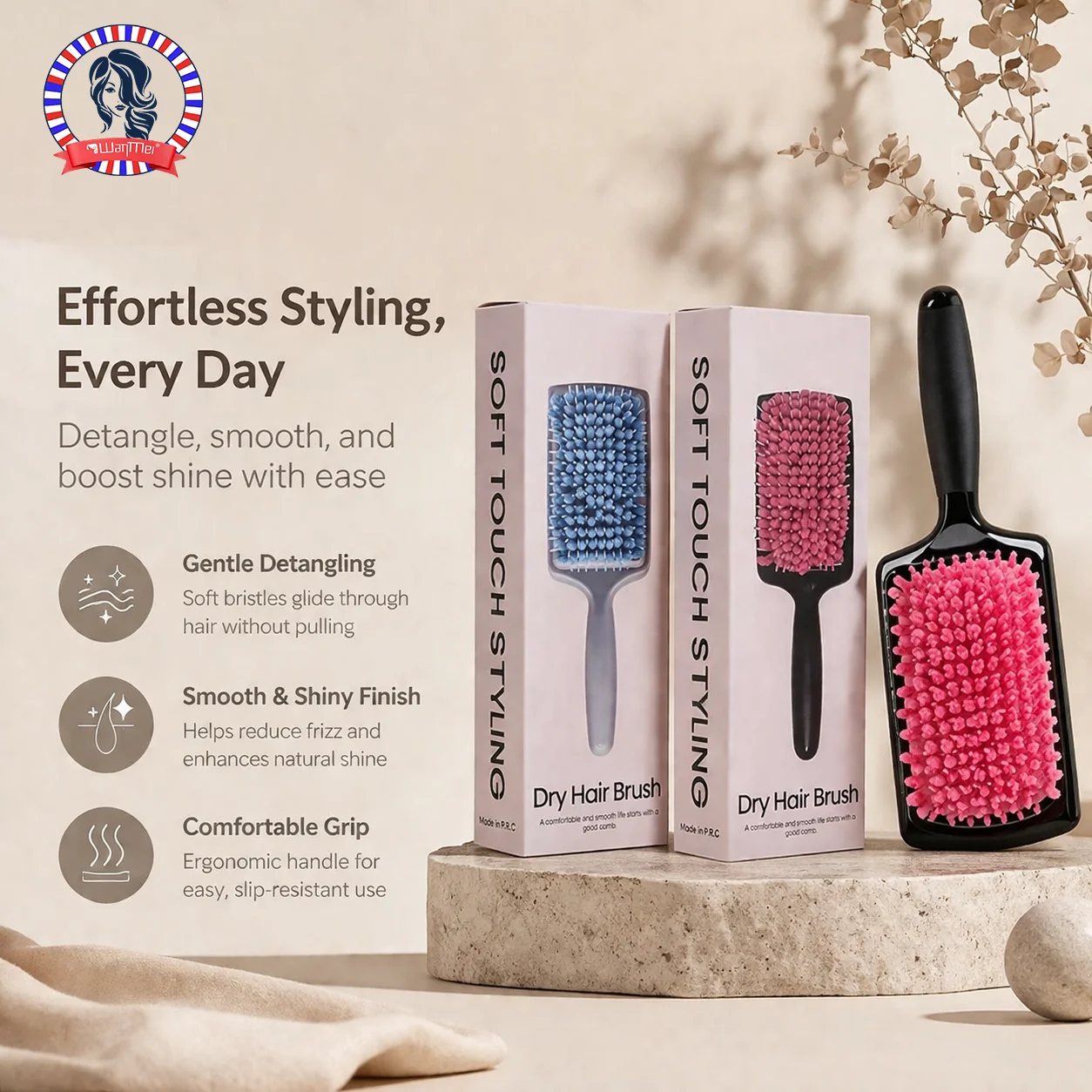 WANMEI Women Hair Dryer Comb Microfiber Bristles Quick Absorbent Drying Brush Hair Care Protection Salon Home Hairdressing Tools