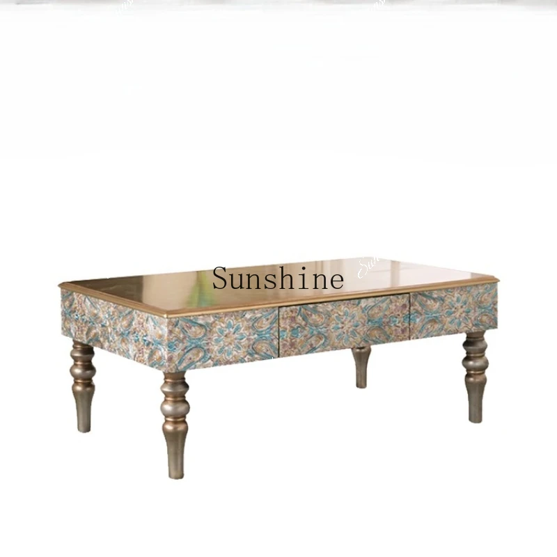 New Chinese carved rectangular coffee table 1.2m neoclassical style coffee table  FT