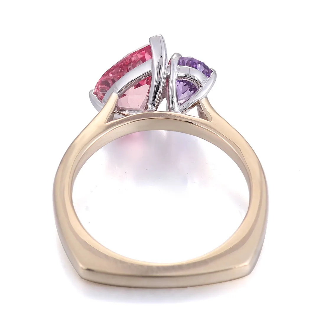 Provence toi et moi rings Pear cut two coloured Lab Gemstones 10K Solid Gold Anniversaries Ring Wedding Band Personalized Custom