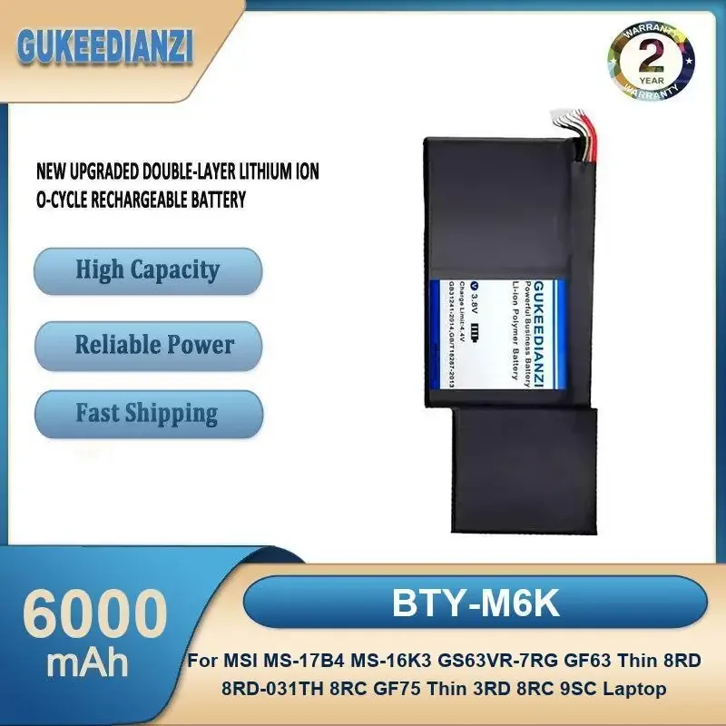 

BTY-M6K 6000 мАч аккумулятор для ноутбука MSI MS-17B4 MS-16K3 GS63VR-7RG GF63 тонкий 8RD 8RD-031TH 8RC GF75 тонкий 3RD 8RC 9SC ноутбук