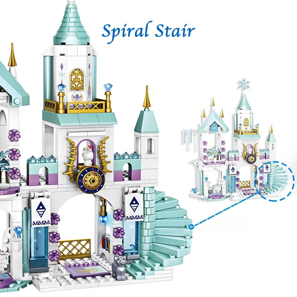 350 ชิ้น Ice Queen Castle Building Blocks ชุดเจ้าหญิง Elsa ปราสาทแช่แข็งของเล่นสําหรับเด็ก - Snowflake Design Creative Play