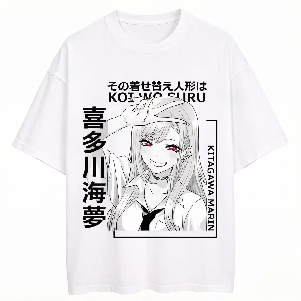 2026 New Parent-Child Oversized Cotton T-shirt, My Dress-Up Darling Kitagawa Marin Anime Dual-Print Family Matching Casual Tops